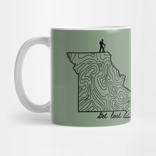 Get Lost Hiking Topographic Art Hike Missouri State Map Mug